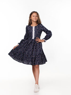 Платье детское из хлопка с кружевом