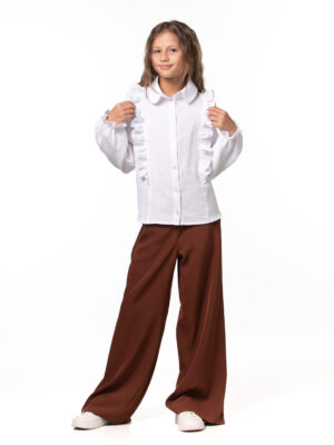 Блузка школьная из муслина с рюшами