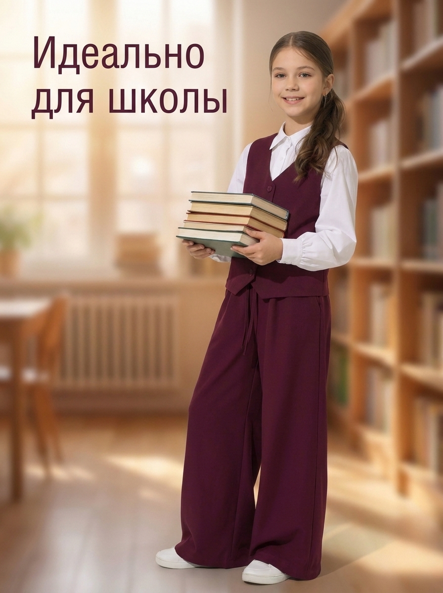 Бордовый школьный костюм — изображение 5